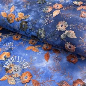 Tissu coton TIE DYE EMBROIDERY Poppy design D