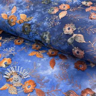 Tissu coton TIE DYE EMBROIDERY Poppy design D