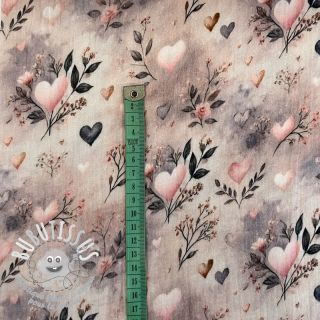 Tissu double gaze/mousseline Flower heart design A digital print