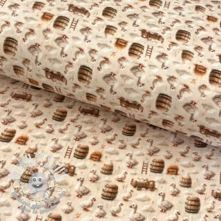 Tissu double gaze/mousseline Little farm animals design C digital print