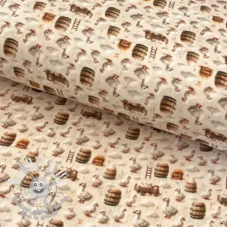Tissu double gaze/mousseline Little farm animals design C digital print