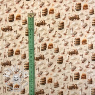 Tissu double gaze/mousseline Little farm animals design C digital print