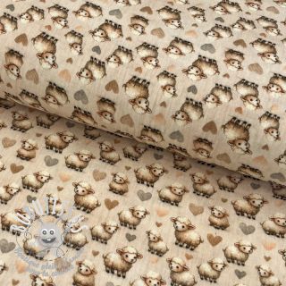 Tissu double gaze/mousseline Little farm animals design A digital print