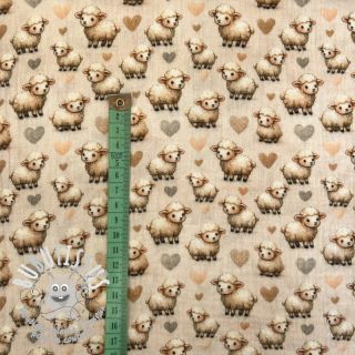 Tissu double gaze/mousseline Little farm animals design A digital print