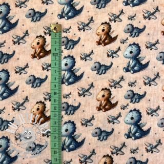 Tissu double gaze/mousseline Baby dino design A digital print