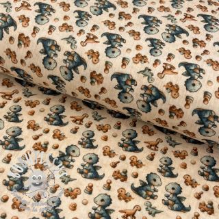 Tissu double gaze/mousseline Baby dino design B digital print