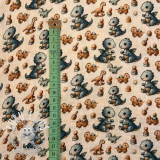 Tissu double gaze/mousseline Baby dino design B digital print