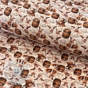 Tissu double gaze/mousseline Little farm animals design D digital print