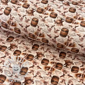 Tissu double gaze/mousseline Little farm animals design D digital print