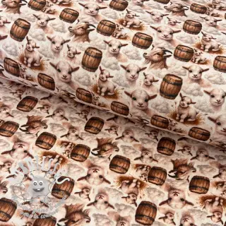 Tissu double gaze/mousseline Little farm animals design D digital print