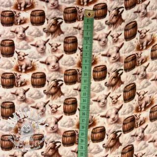 Tissu double gaze/mousseline Little farm animals design D digital print