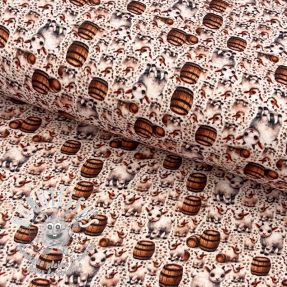 Tissu double gaze/mousseline Little farm animals design B digital print