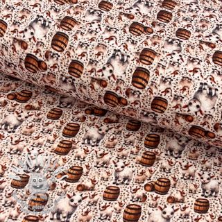 Tissu double gaze/mousseline Little farm animals design B digital print