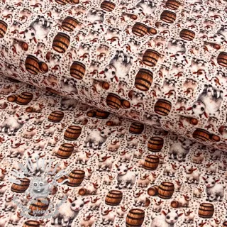Tissu double gaze/mousseline Little farm animals design B digital print