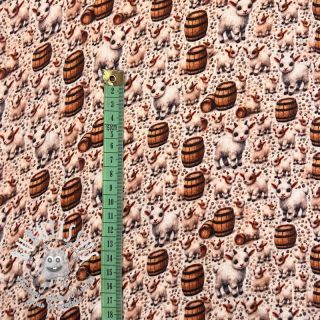 Tissu double gaze/mousseline Little farm animals design B digital print
