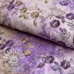 Tissu coton TIE DYE EMBROIDERY Poppy design J