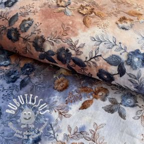 Tissu coton TIE DYE EMBROIDERY Poppy design I