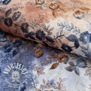 Tissu coton TIE DYE EMBROIDERY Poppy design I