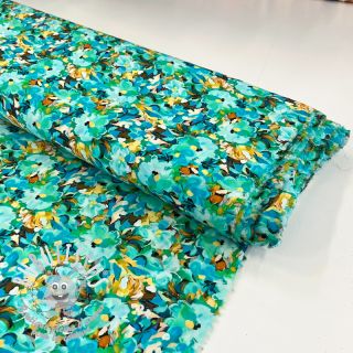 Viscose RAYON POPLIN Oil painted flowers design B digital print