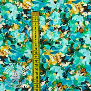 Viscose RAYON POPLIN Oil painted flowers design B digital print