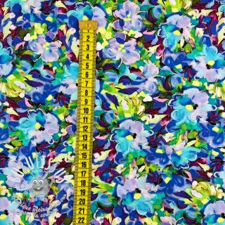 Viscose RAYON POPLIN Oil painted flowers design C digital print