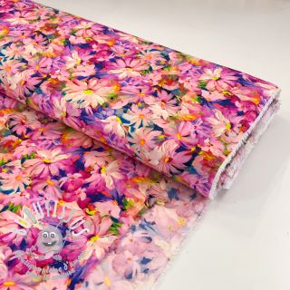 Viscose RAYON POPLIN Oil painted flowers design D digital print
