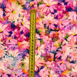 Viscose RAYON POPLIN Oil painted flowers design D digital print