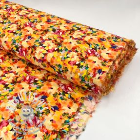 Viscose RAYON POPLIN Oil painted flowers design A digital print