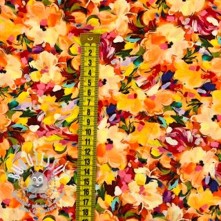 Viscose RAYON POPLIN Oil painted flowers design A digital print