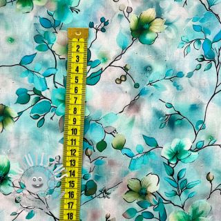 Viscose RAYON POPLIN Bright flowers design E digital print