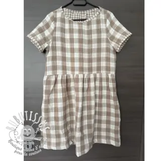 Tissu double gaze/mousseline Double sided CHECKS MINI sand