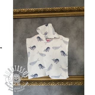 Tissu nid d’abeille Whales digital print
