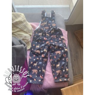 Tissu coton Animals in the wood navy digital print