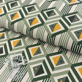 Tissu déco Linenlook Geometric Graphic Diamond soft green