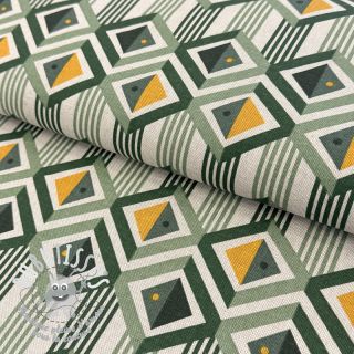 Tissu déco Linenlook Geometric Graphic Diamond soft green