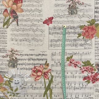 Tissu déco Linenlook Notes and roses
