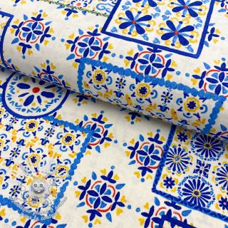 Tissu déco premium Azulejos tile patch