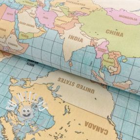 Tissu déco premium World map vintage