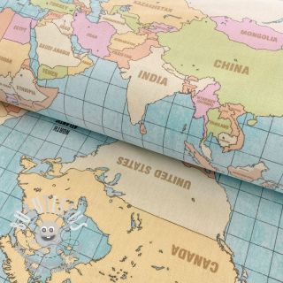 Tissu déco premium World map vintage