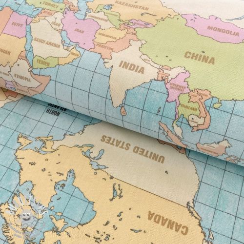 Tissu déco premium World map vintage