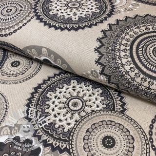 Tissu déco Linenlook Geometric mandala anthracite