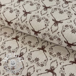 Tissu déco Linenlook Deer heart edelweiss