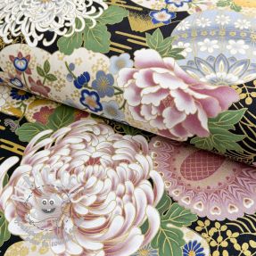 Tissu coton JAPAN Takeshi noir
