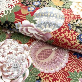 Tissu coton JAPAN Takeshi rouge