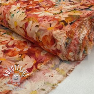 Viscose RAYON POPLIN Oil painted flowers design F digital print