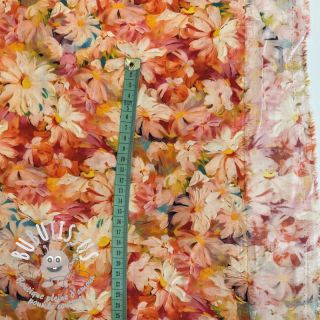 Viscose RAYON POPLIN Oil painted flowers design F digital print