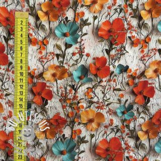 Viscose RAYON POPLIN Flowy flowers design A digital print