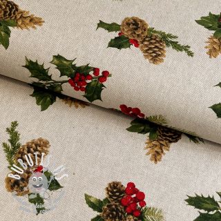 Tissu déco Linenlook Pine needles and cones