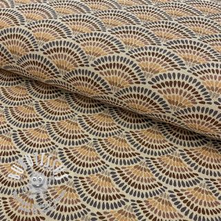 Tissu déco Linenlook Graphic handdrawn pattern beige