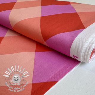 Tissu coton SATIN NERIDA HANSEN Large Gingham red digital print